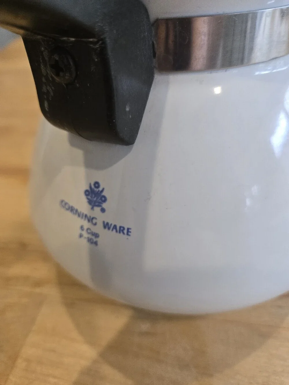 Vintage Corning Ware 6 Cup Tea Pot with Lid Blue Cornflower Pattern with Handle